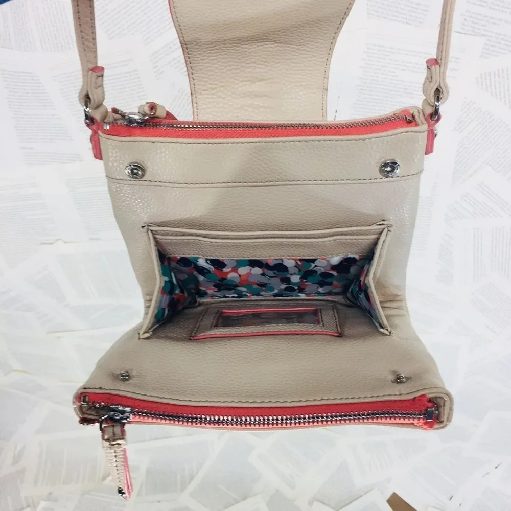 Nine West Trifold Crossbody Purse Nude Coral